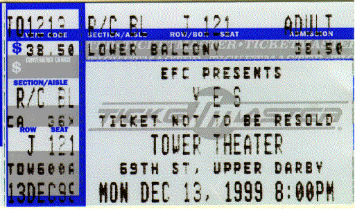Yes concert ticket for Ladder tour in Philadelphia - last Yes concert of the millennium