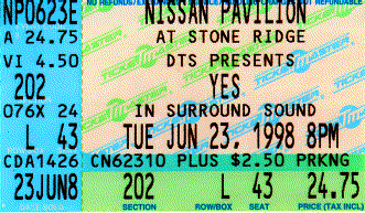 yes concert ticket - Virginia Open Your Eyes tour 1998
